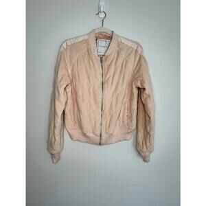 Lorna Jane Pink Quilted Bomber Jacket - Sz. M